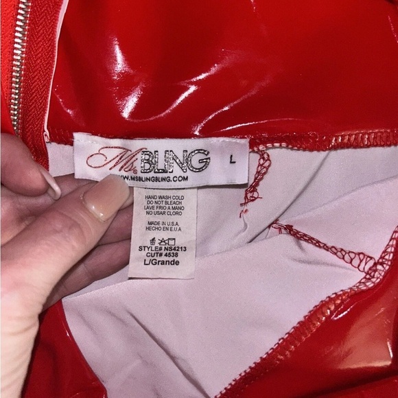 Ms.Bling Red Hi Waisted Knee Length Polyester Retro Pinup Pencil Skirt Large - Picture 7 of 9